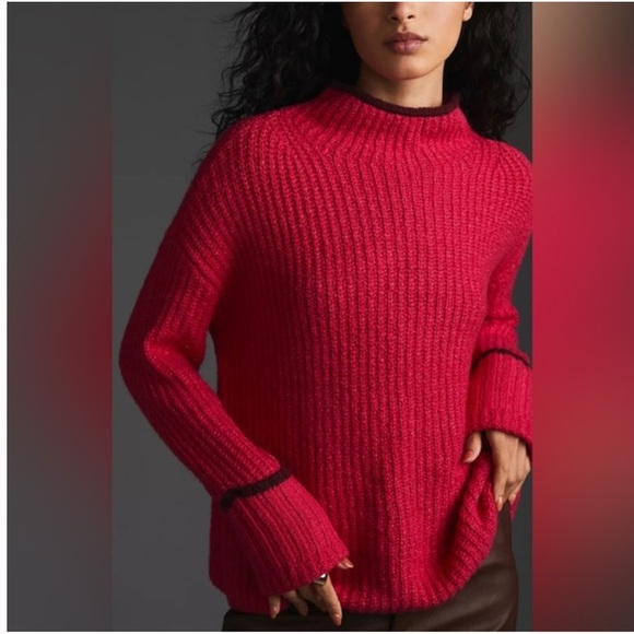 Women’s Maeve Mock-Neck Color-Tipped Sweater By Anthropologie S - Picture 3 of 8